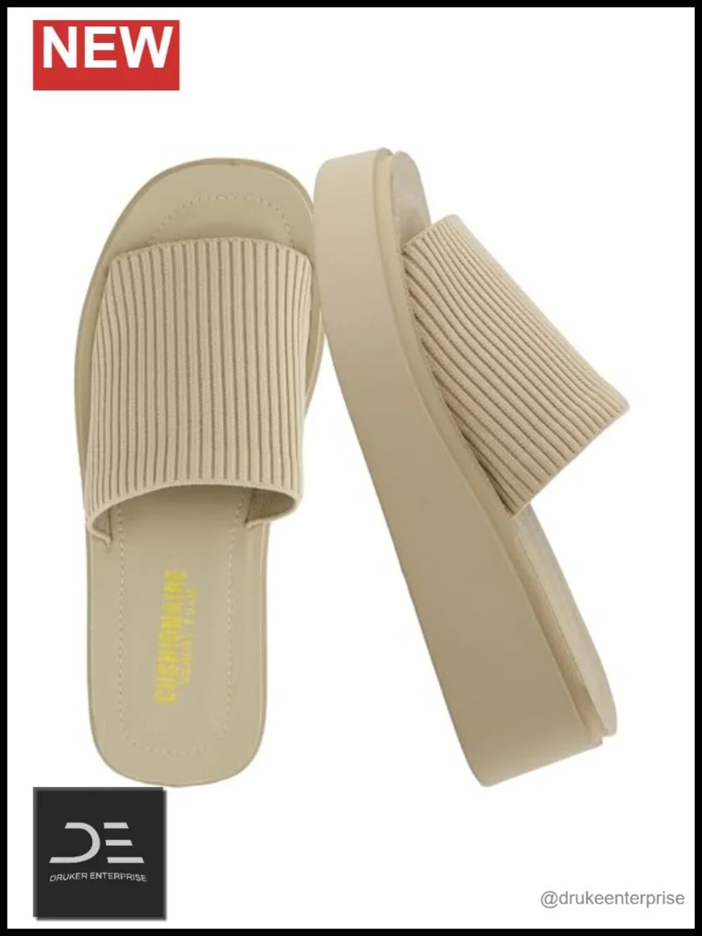 Chunky Platform Sandals with Knit Upper & Memory Foam, Slip-On, 2in Heel